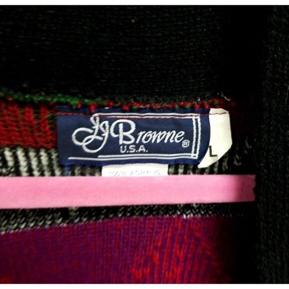 JJ Browne Vtg 80's Women’s USA Front Cardigan Sweater Hearts, Sz Large - Picture 3 of 7